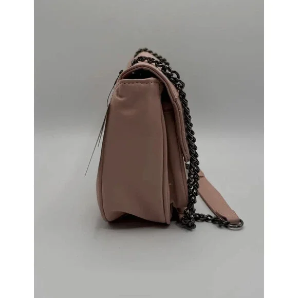Badgley Mischka, Pink Blush,Vegan Crossbody Bag w/ Black Chain & Logo MSRP $129 - Picture 3 of 4